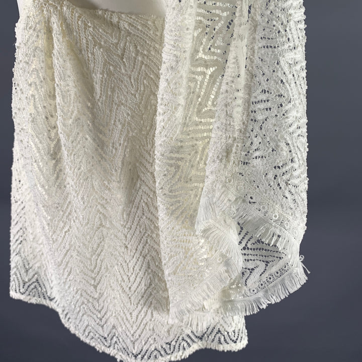 RAMY BROOK Size M White Polyester Chevron One Shoulder Mini Dress