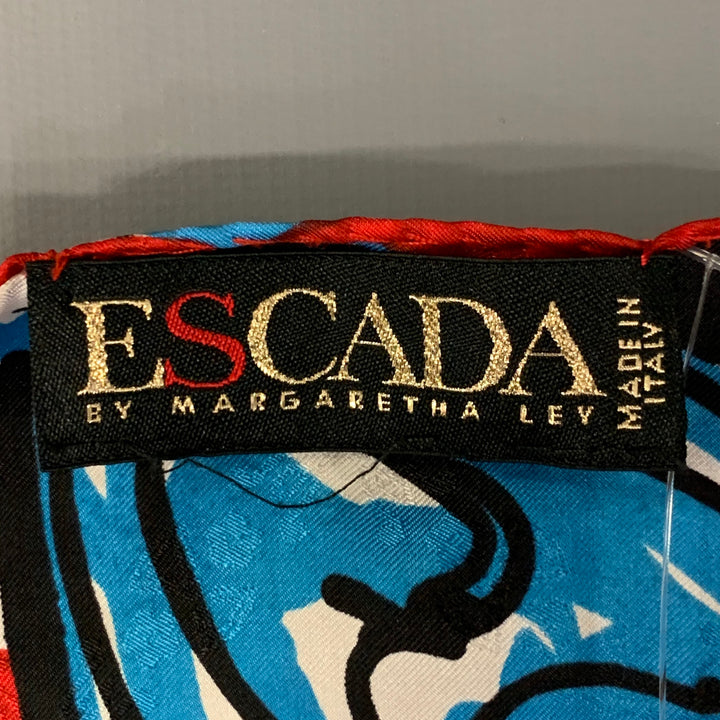 ESCADA News from the Tiger Red Pink Heart Silk Scarf