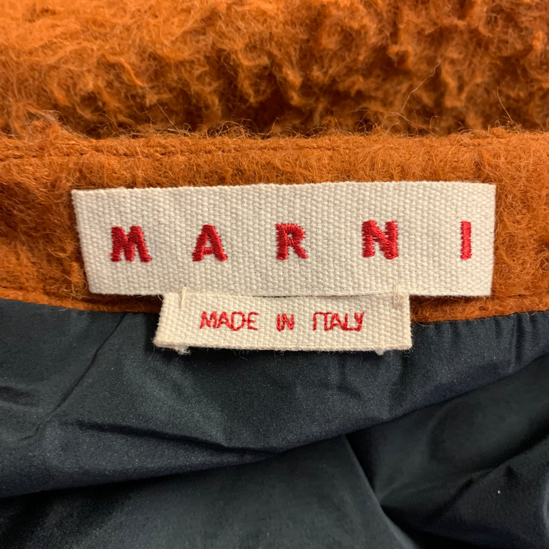 MARNI Size 4 Rust Alpaca Blend Textured Pencil Mid-Calf Skirt