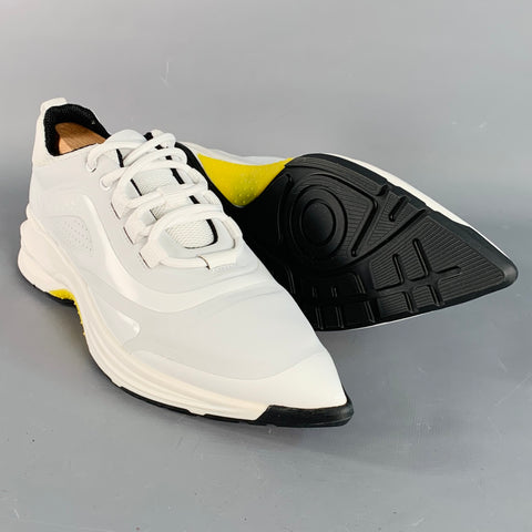 AZ FACTORY Size 10 White Mixed Materials Pointed Toe Sneakers