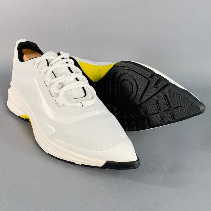AZ FACTORY Size 10 White Mixed Materials Pointed Toe Sneakers