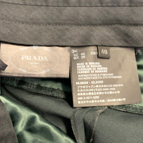 PRADA Size 4 Forest Green Wool Mohair Cuffed Straight Dress Pants