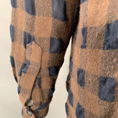 NEEDLES Size M Brown Navy Wool Blend Checkered Single Button Cardigan