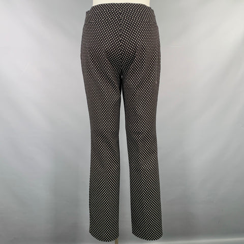 AKRIS Size 12 Black White Cotton Blend Geometric Dress Pants