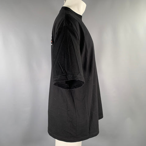 BALENCIAGA Size M Black Logo Cotton Crew-Neck T-shirt