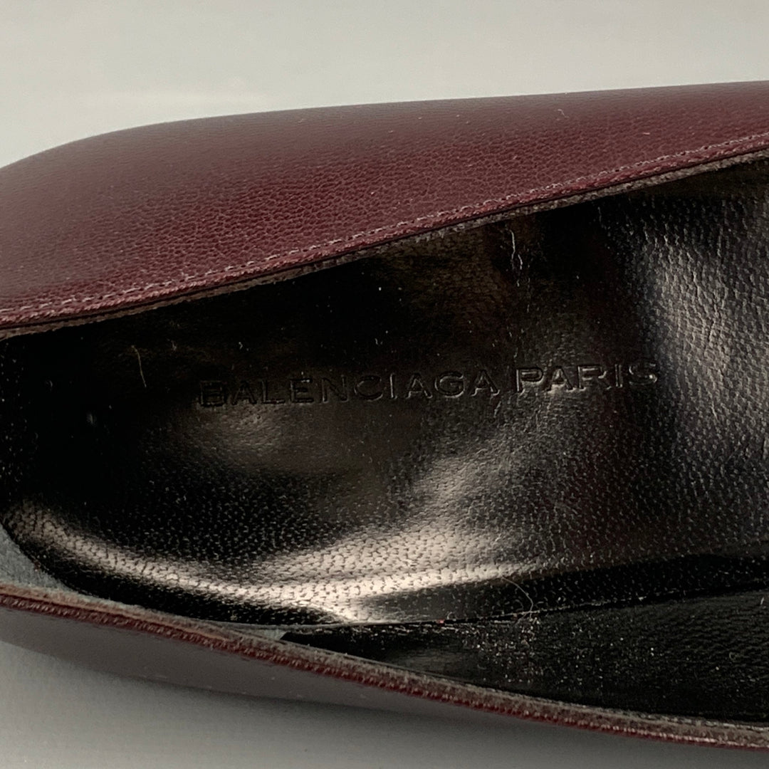 BALENCIAGA Size 6 Dark Burgundy Leather Classic Pumps