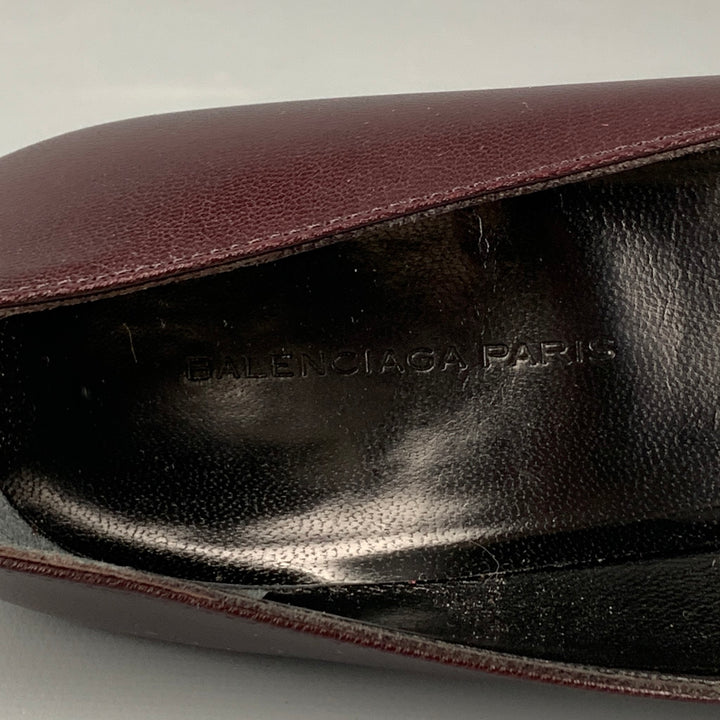 BALENCIAGA Size 6 Dark Burgundy Leather Classic Pumps