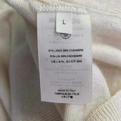 THE ROW Size L Cream Linen Cashmere Pullover