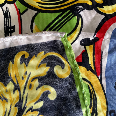 GIANNI VERSACE Yellow Black Graphic Pocket Square