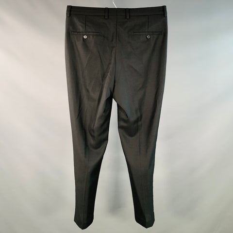 AMI by ALEXANDRE MATTIUSSI Size 34 Black Woven Wool Tapered Flat Front Dress Pants