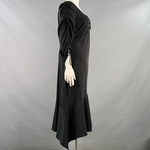 RODARTE Size 22 Black Polyester Blend Ruched Asymmetrical Dress