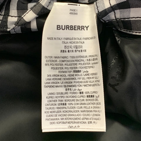 BURBERRY Taille 38 Manteau à Carreaux Noir et Blanc en Polyester Laine à Boutons Pression
