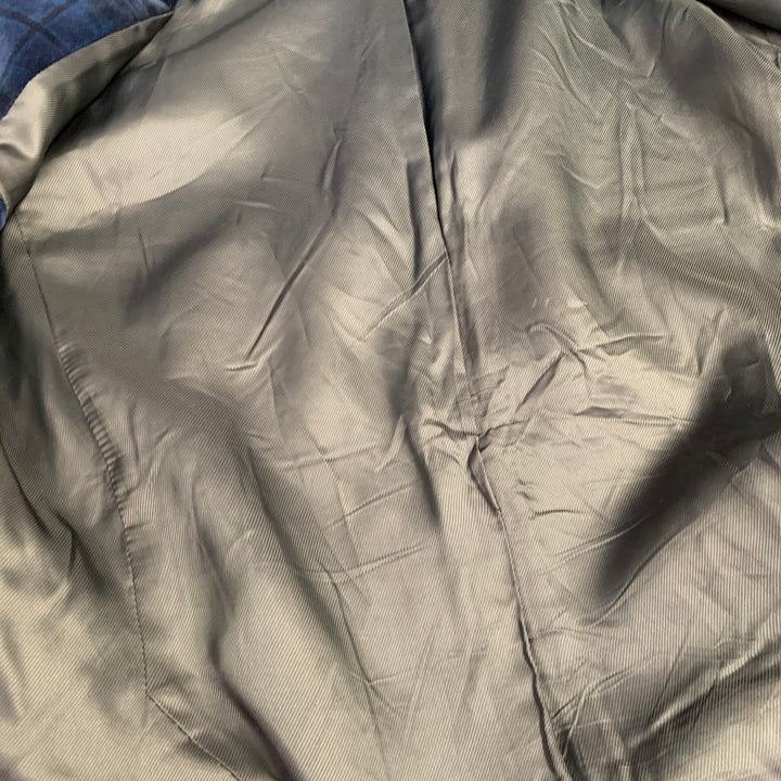 PRINGLE Size 42 Navy Plaid Cotton Velvet Notch Lapel Sport Coat