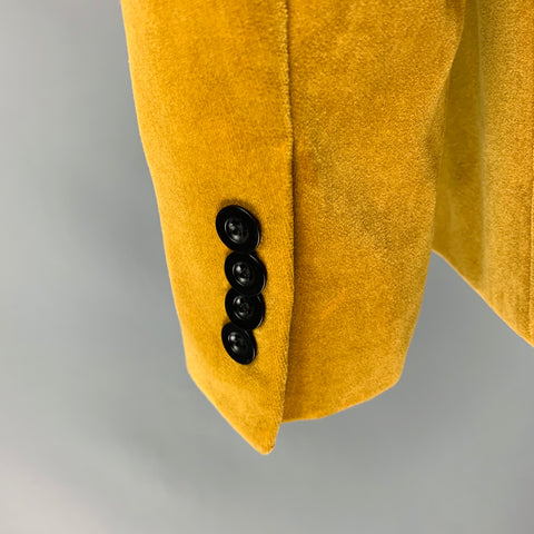 MARC JACOBS Size 40 Yellow Velvet Cotton Notch Lapel Sport Coat