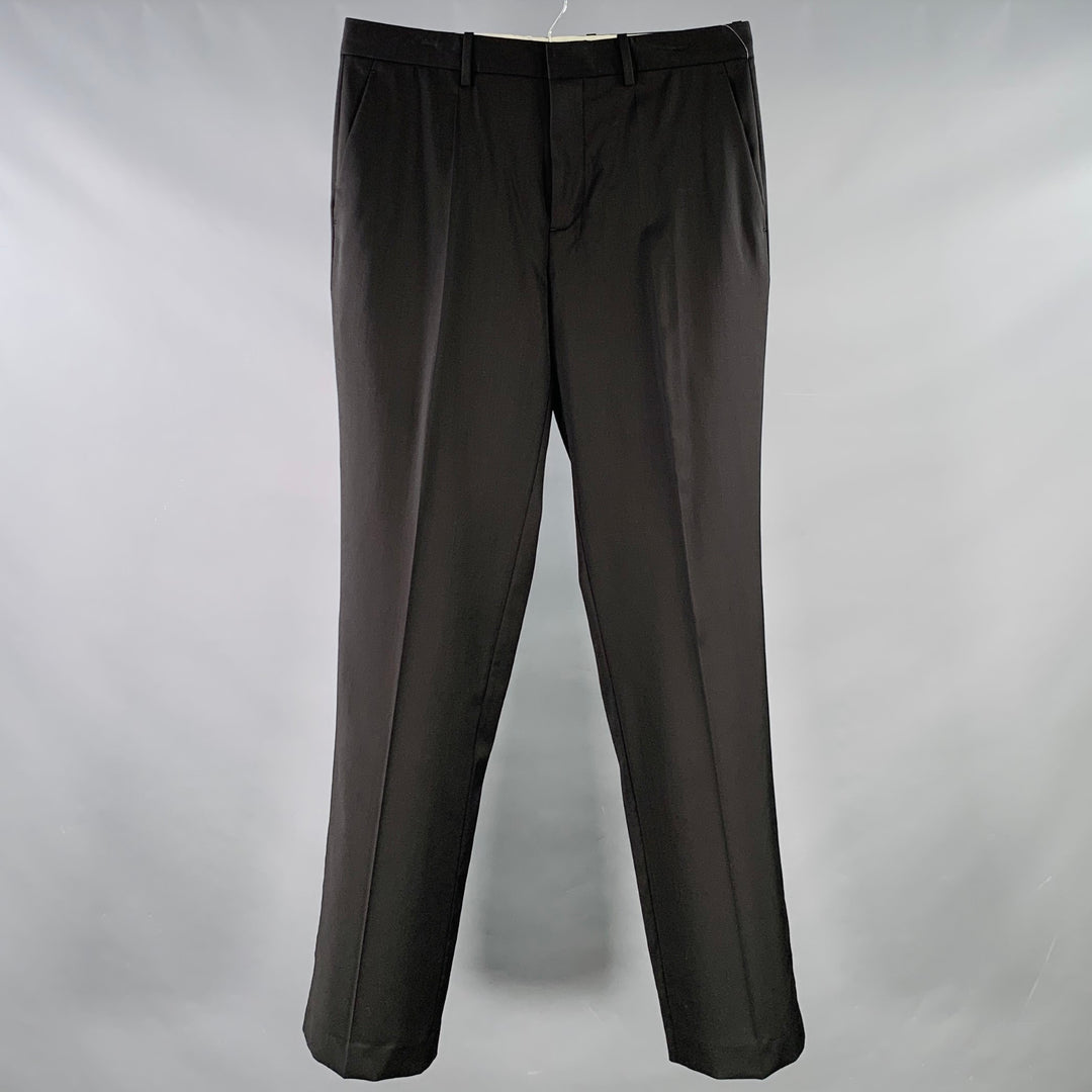 HELMUT LANG Size 33 Car Trouser Black Wool Zip Fly Dress Pants