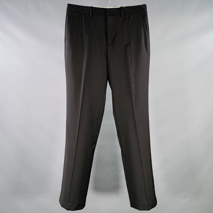 HELMUT LANG Size 33 Car Trouser Black Wool Zip Fly Dress Pants