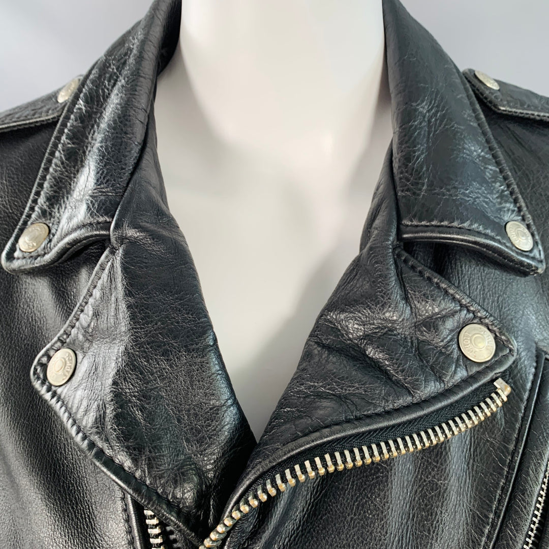 SCHOTT Size S Black Cowhide Leather Motorcycle Jacket