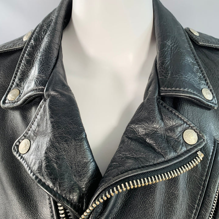 SCHOTT Size S Black Cowhide Leather Motorcycle Jacket