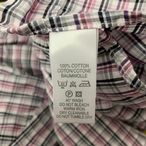 PAUL SMITH Size L White Black Burgundy Plaid Cotton Long Sleeve Shirt