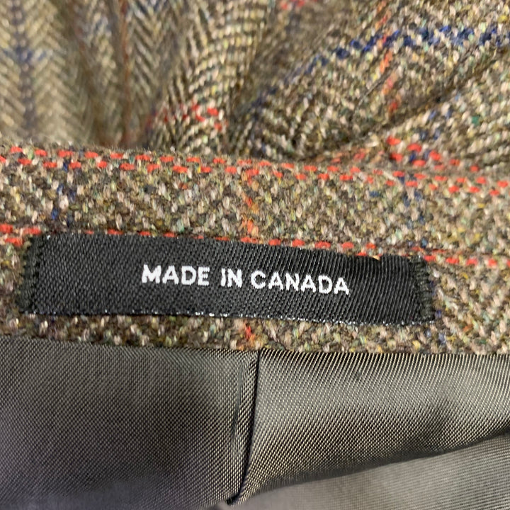 J.PRESS Size 46 Brown Blue Red Window Pane Sport Coat