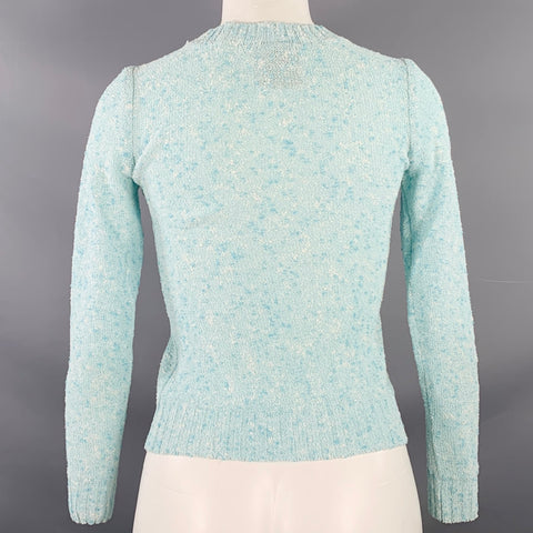 COURREGES Vintage Size XS Blue White Triacetate Blend Crew Neck Pullover