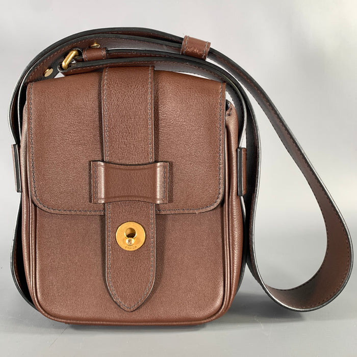 PRADA Brown Crackled Leather Cross Body Bag