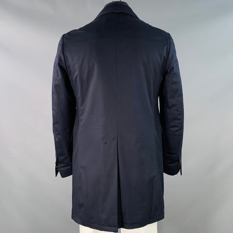 CORNELIANI Size 42 Black Twill Wool Blend Single Breasted Water Resistant Coat