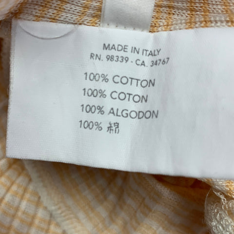 PRADA Size M Beige Cream Stripe Cotton Short Sleeve Pullover