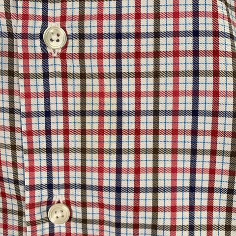 PINK Size M Red White Blue Checkered Cotton Long Sleeve Shirt