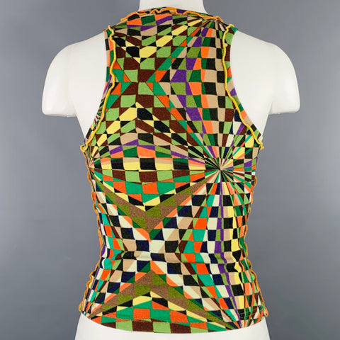SIEDRES Size S Multi Color Viscose Blend Geometric Tank Casual Top