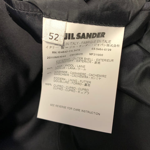 JIL SANDER FW2021 Chest Size 42 Black Wool Cashmere Notch Lapel 36 32 Suit