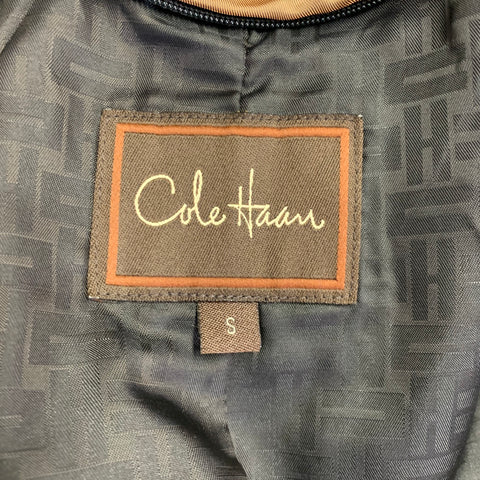 COLE HAAN Size S Black Lambskin Leather Zip Up Coat