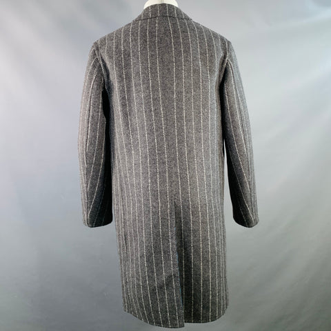 PAUL SMITH Size 38 Grey Chalkstripe Wool Blend Notch Lapel Coat
