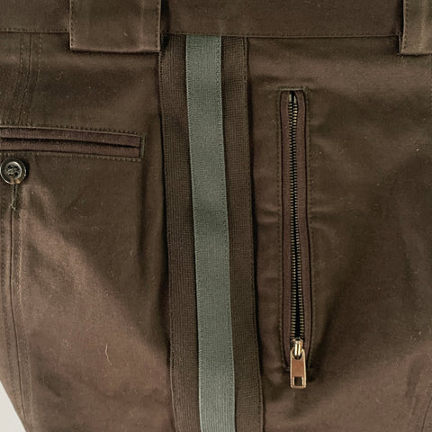 DOLCE & GABBANA Size 36 Brown Green Stripe Taped Casual Pants