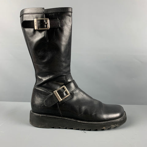 DONALD J PLINER Talla 9.5 Botas con cremallera lateral de cuero negro