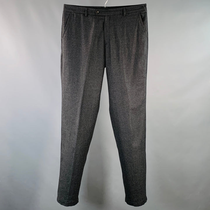 ADAM KIMMEL Size L Charcoal Grey Wool Twill Tapered Zip Fly Dress Pants