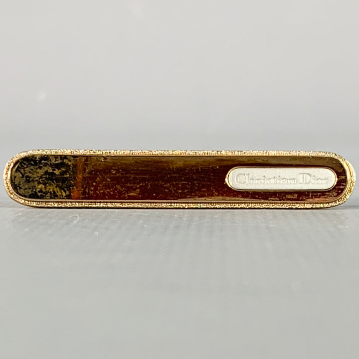 CHRISTIAN DIOR Vintage Gold Silver Logo Metal Cuff Link Tie Clip Set