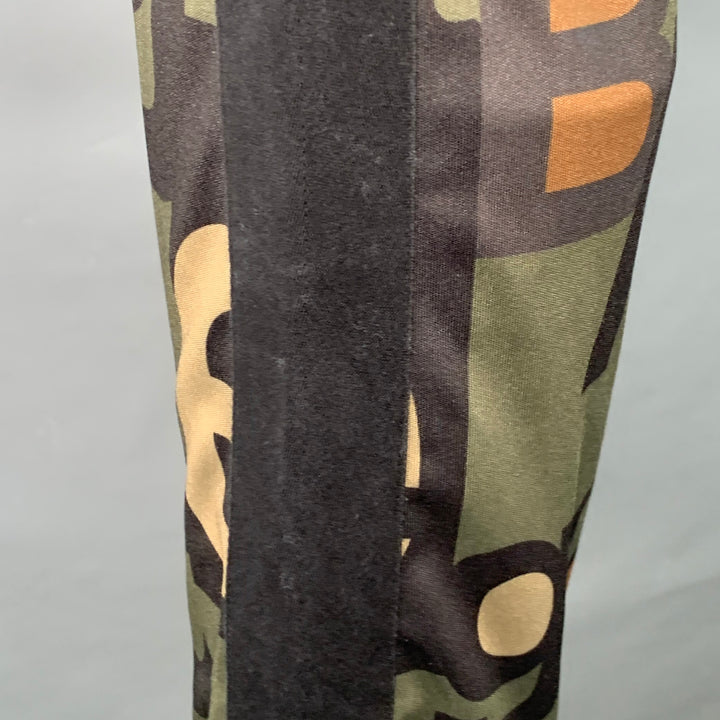 DOLCE & GABBANA Size 34 Black Olive Brown Logo Polyester Cargo Casual Pants