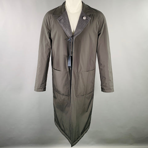 LARDINI Size 38 Axel Grey Navy Black Checkered Wool Reversible Coat