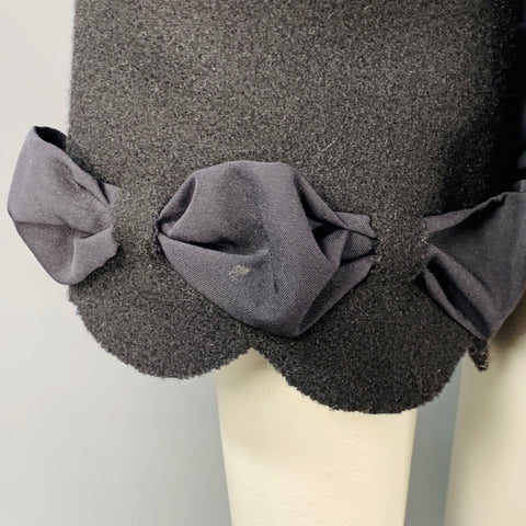 MOSCHINO COUTURE Size 10 Black Wool Blend Ribbon Snaps Jacket Blazer