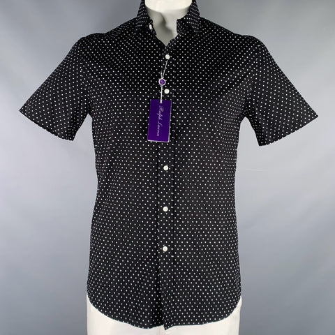Chemise Ralph Lauren taille L à pois noirs et blancs en coton et manches courtes boutonnée