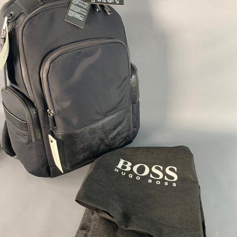 HUGO BOSS Black Nylon Leather Work Travel Backpack Bag