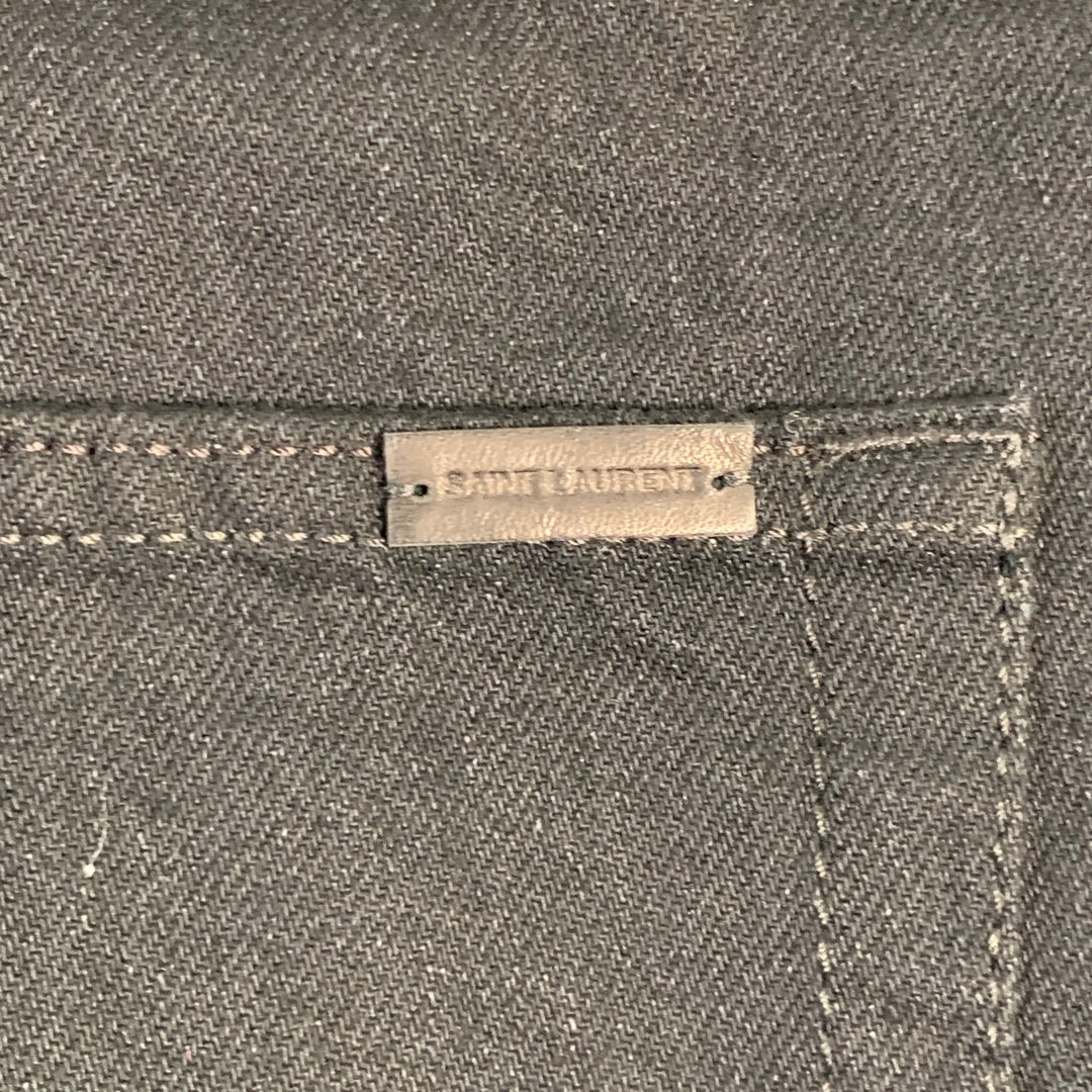 SAINT LAURENT Size 31 Black Denim Straight Slim Five Pockets Jeans