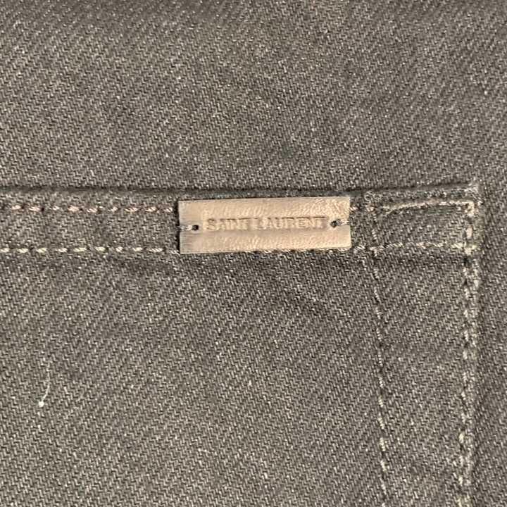 SAINT LAURENT Size 31 Black Denim Straight Slim Five Pockets Jeans