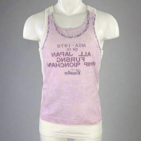 MARTIN MARGIELA Size M White Purple Print Cotton Tank Top