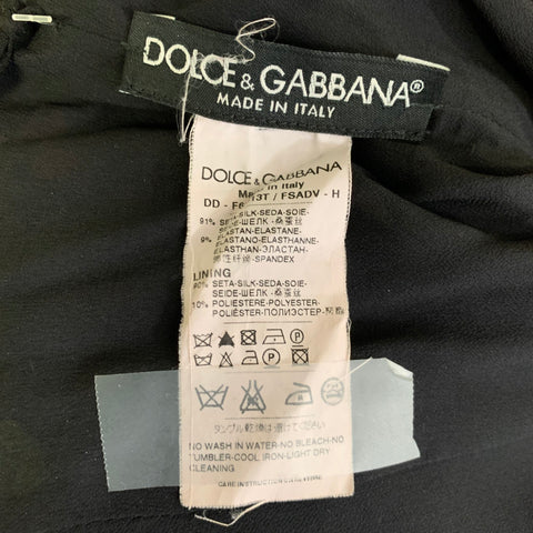 DOLCE & GABBANA Size S Black Silk Blend Floral Knee-Length Dress