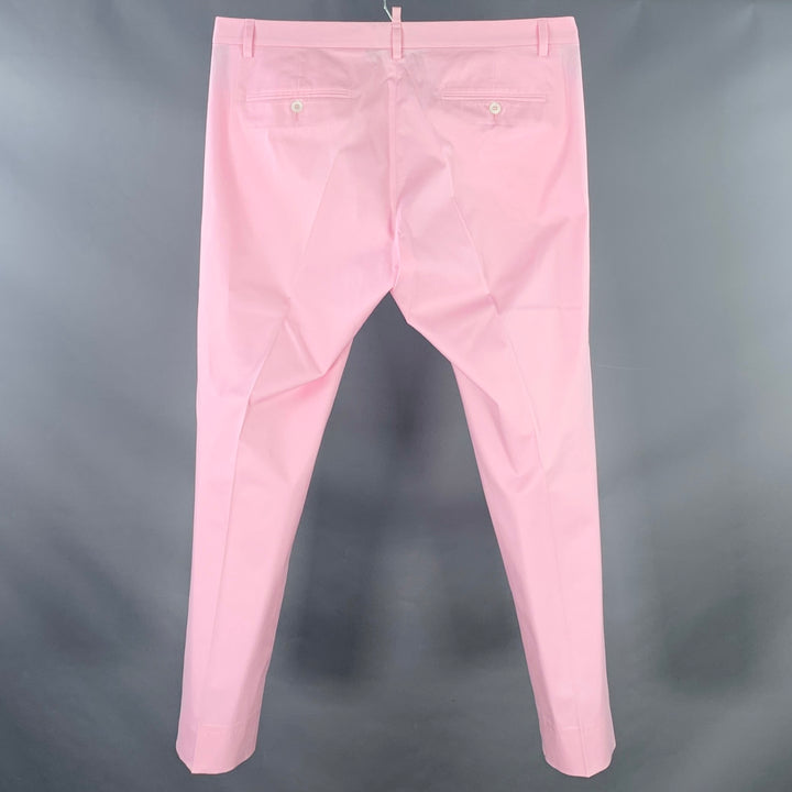 DSQUARED2 Size 34 Pink Twill Cotton Blend Flat Front Tapered Button Fly Dress Pants