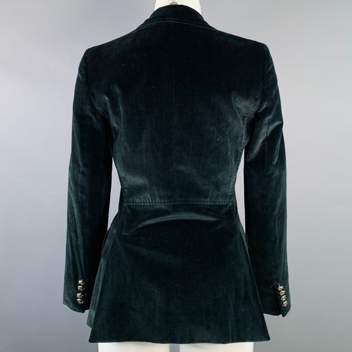 DOLCE & GABBANA Size 2 Black Velvet Notch Lapel Jacket Blazer