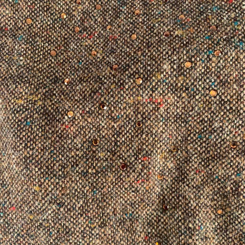 BOTTEGA VENETA Brown Rhinestones Wool Cross Body Handbag