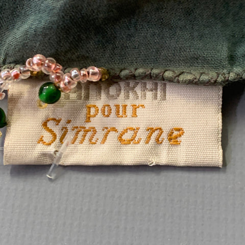 ANOKHI Green Multi Color Floral Cotton Beaded Scarf Shawl